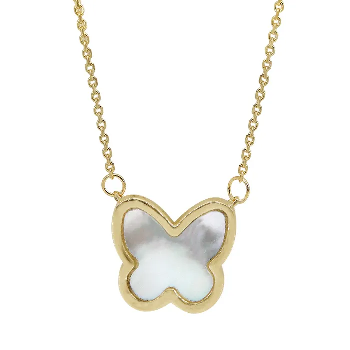 10k Gold Pearl Butterfly Necklace