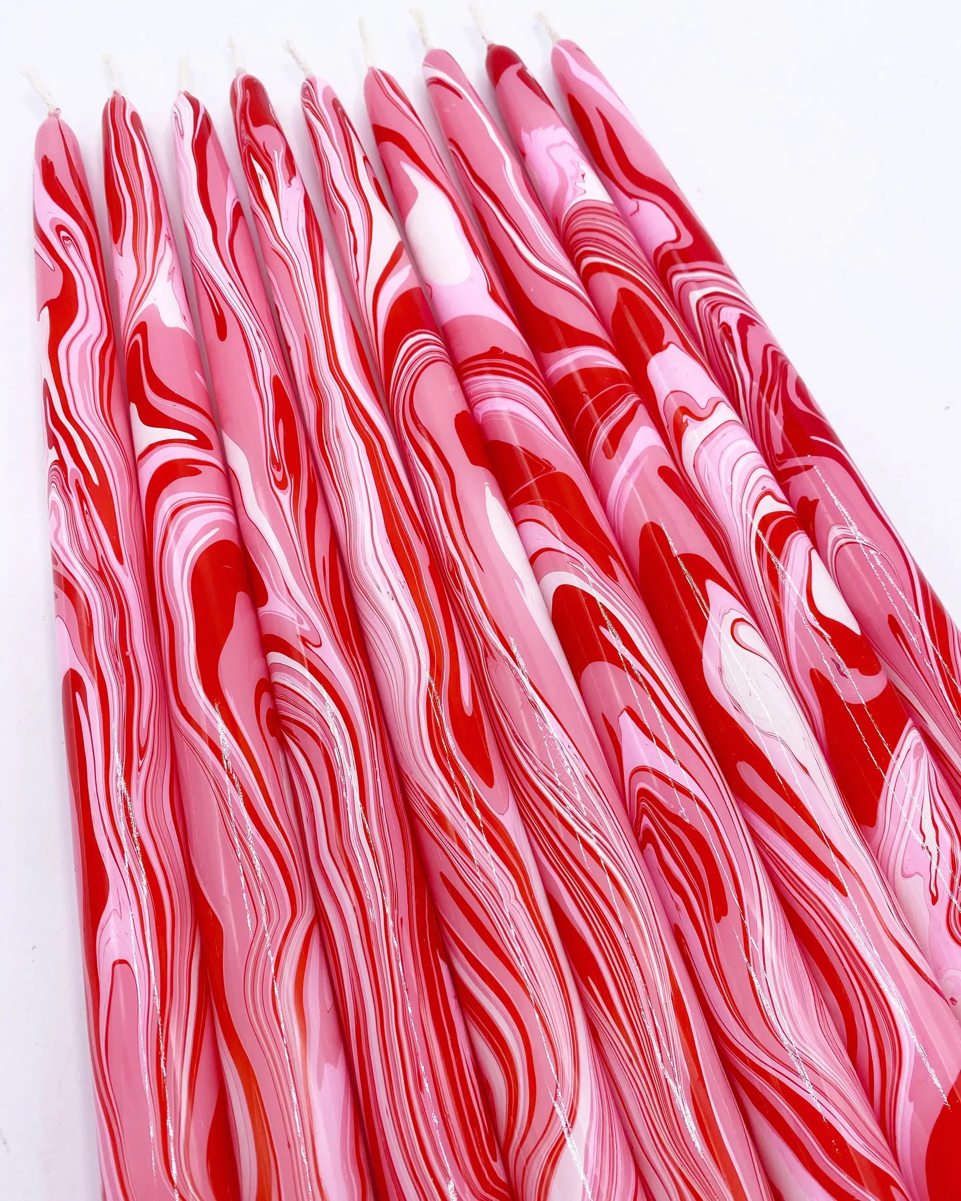 12 Marbled Taper Candle - (multiple colors)