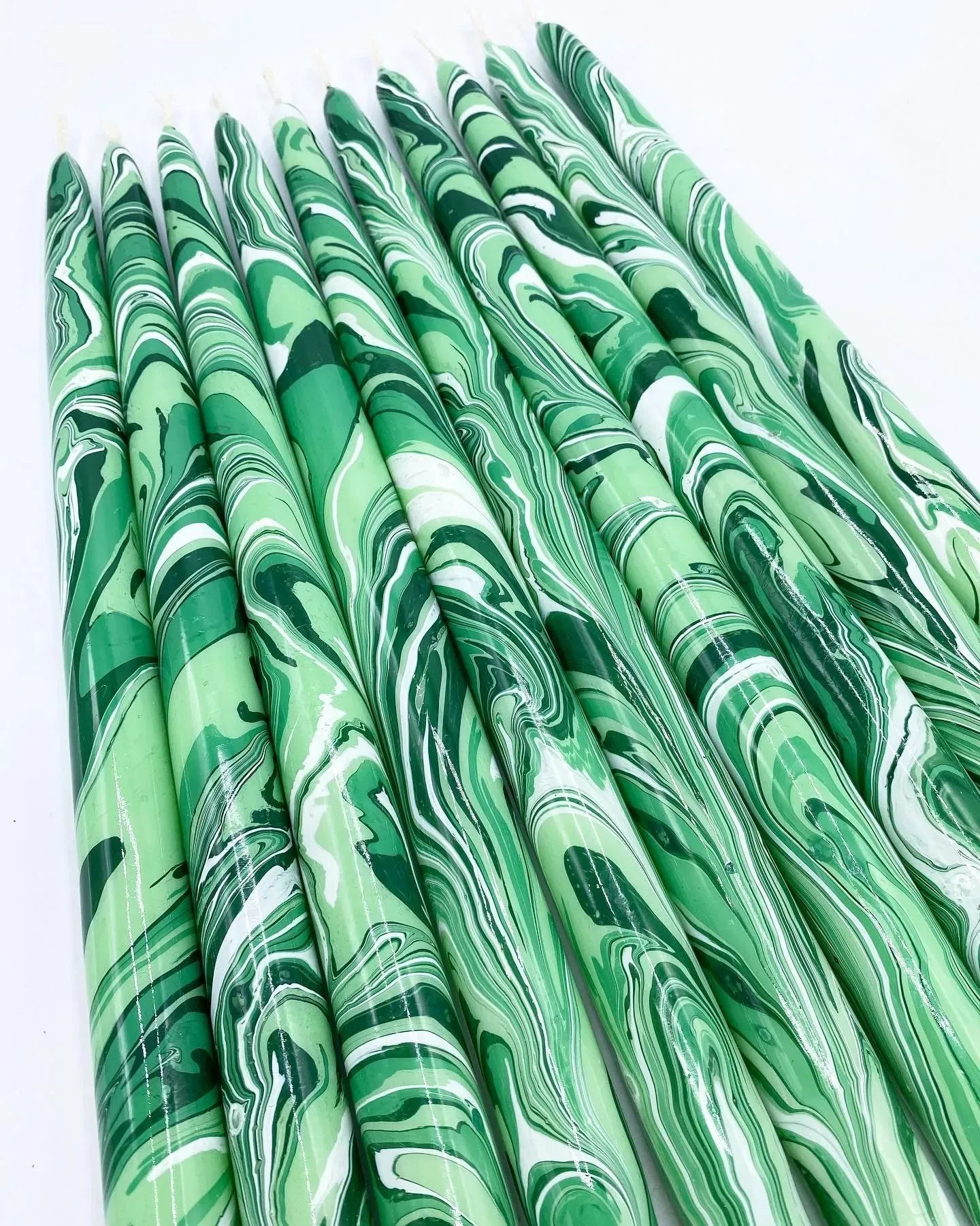 12 Marbled Taper Candle - (multiple colors)