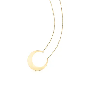 14k Yellow Gold Crescent Moon Pendant Necklace, 18