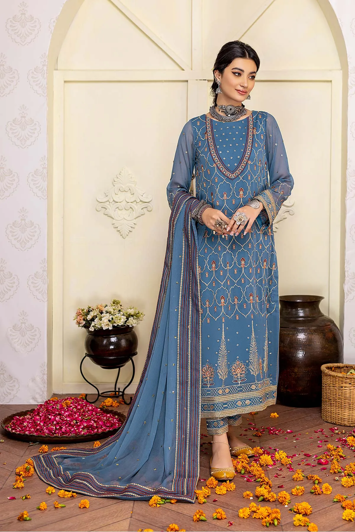 3-Pc Charizma Unstitched Polly Chiffon Collection CPC22-02