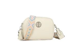 32227- Beige Crossbody Bag With Fabric Strap