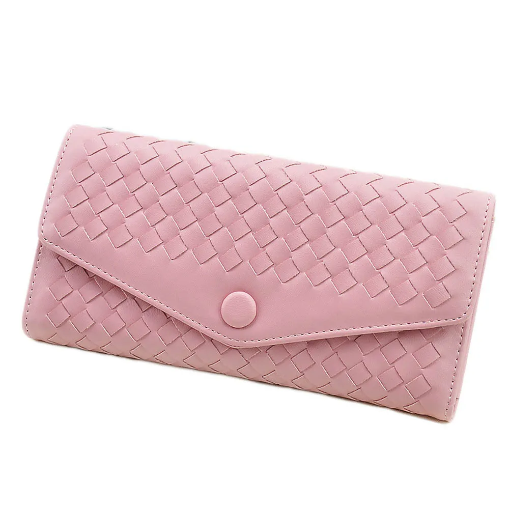 9 Colors Forward Weave PU leather Cover Flip Purse Card Holder Hbags Clutch Hasp Wallet Bag