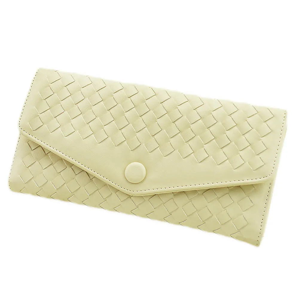 9 Colors Forward Weave PU leather Cover Flip Purse Card Holder Hbags Clutch Hasp Wallet Bag