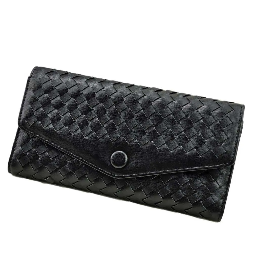 9 Colors Forward Weave PU leather Cover Flip Purse Card Holder Hbags Clutch Hasp Wallet Bag