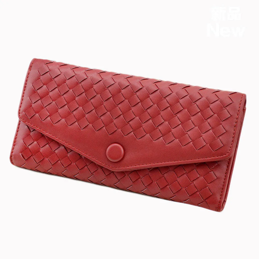 9 Colors Forward Weave PU leather Cover Flip Purse Card Holder Hbags Clutch Hasp Wallet Bag