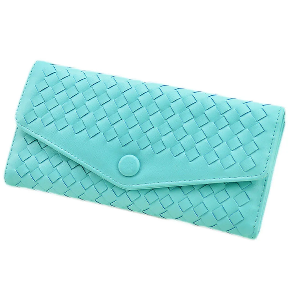 9 Colors Forward Weave PU leather Cover Flip Purse Card Holder Hbags Clutch Hasp Wallet Bag