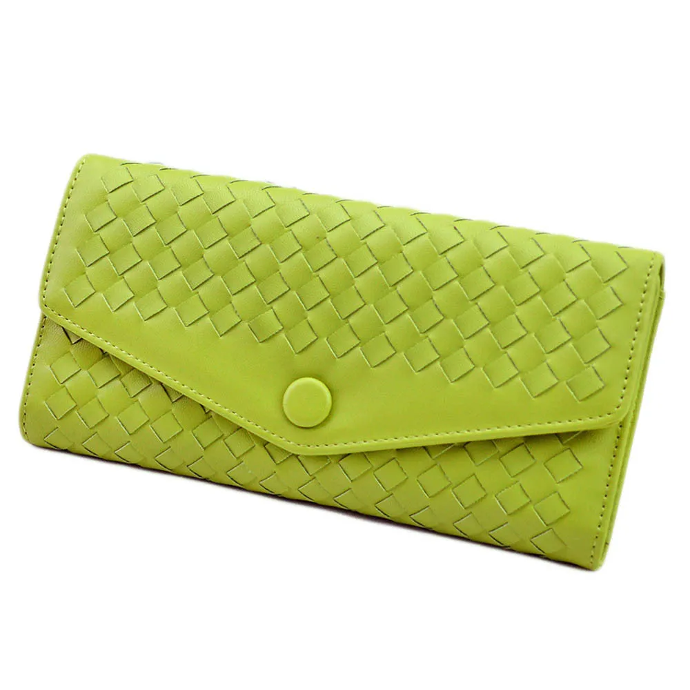 9 Colors Forward Weave PU leather Cover Flip Purse Card Holder Hbags Clutch Hasp Wallet Bag