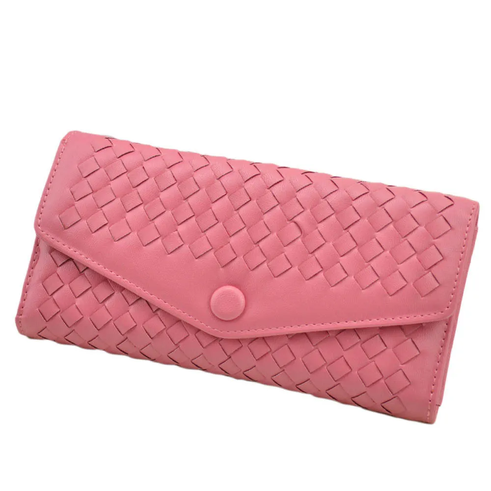 9 Colors Forward Weave PU leather Cover Flip Purse Card Holder Hbags Clutch Hasp Wallet Bag