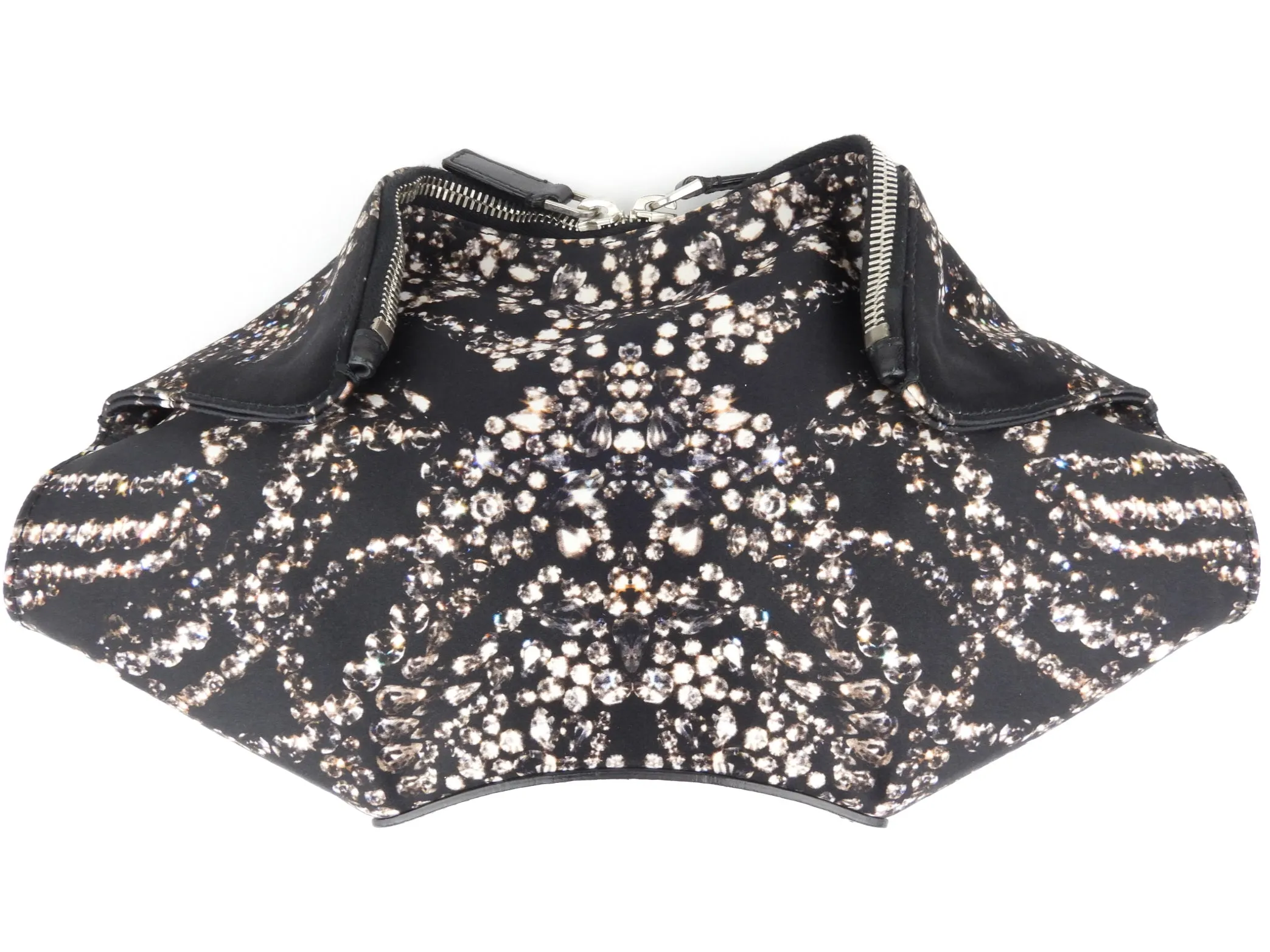 Alexander McQueen Black Jewel Print Satin De Manta Clutch