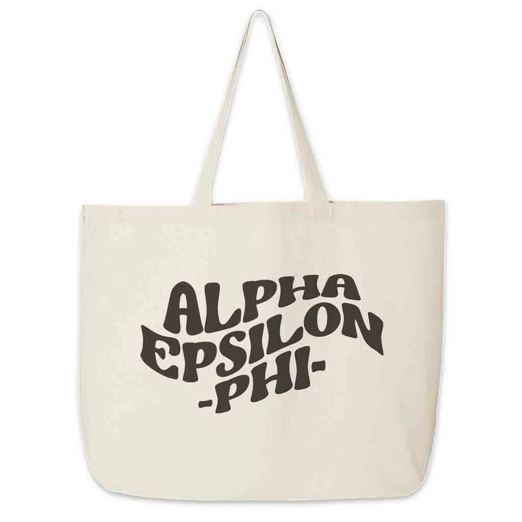 Alpha Epsilon Phi Large Canvas Sorority Tote Bag with Simple Mod Design