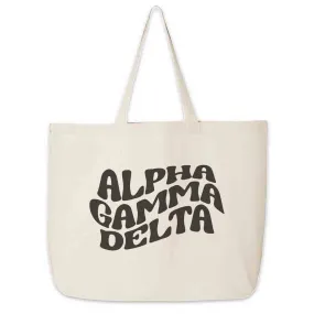 Alpha Gamma Delta Large Canvas Sorority Tote Bag with Simple Mod Design