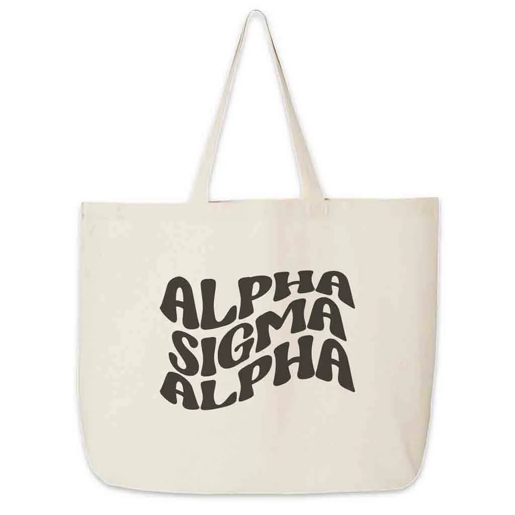 Alpha Sigma Alpha Large Canvas Sorority Tote Bag with Simple Mod Design