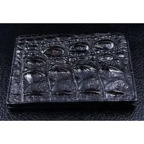 Black Backbone Crocodile Long Mens Wallet