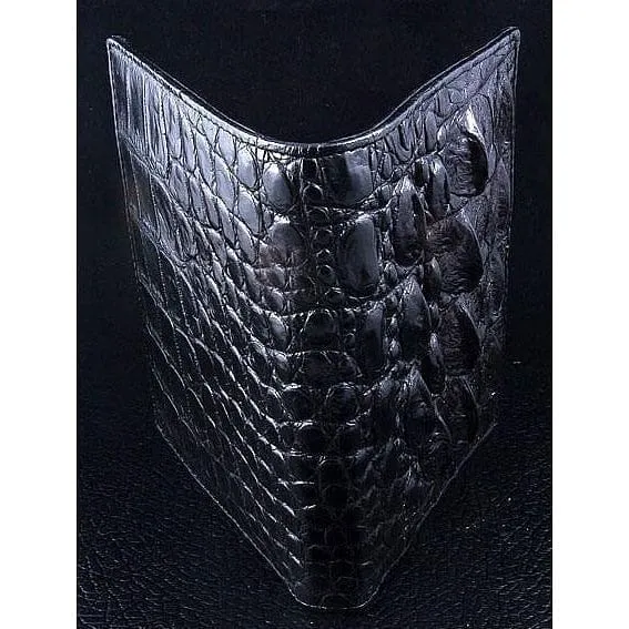 Black Backbone Crocodile Long Mens Wallet