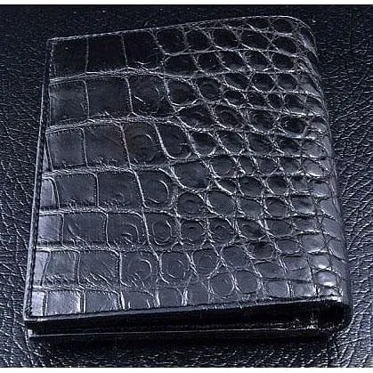 Black Backbone Crocodile Long Mens Wallet