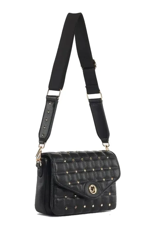 BORSA GAUDì DONNA CROSSBODY MATELASSE CON BORCHIE NERO 22X16X5CM V3AI-11281_V0001