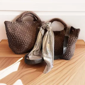 Brown Woven Crossbody- Bag and Bougie