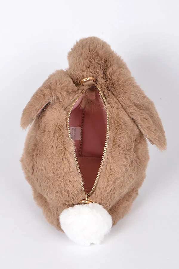 Bunny Furry Clutch-Khaki