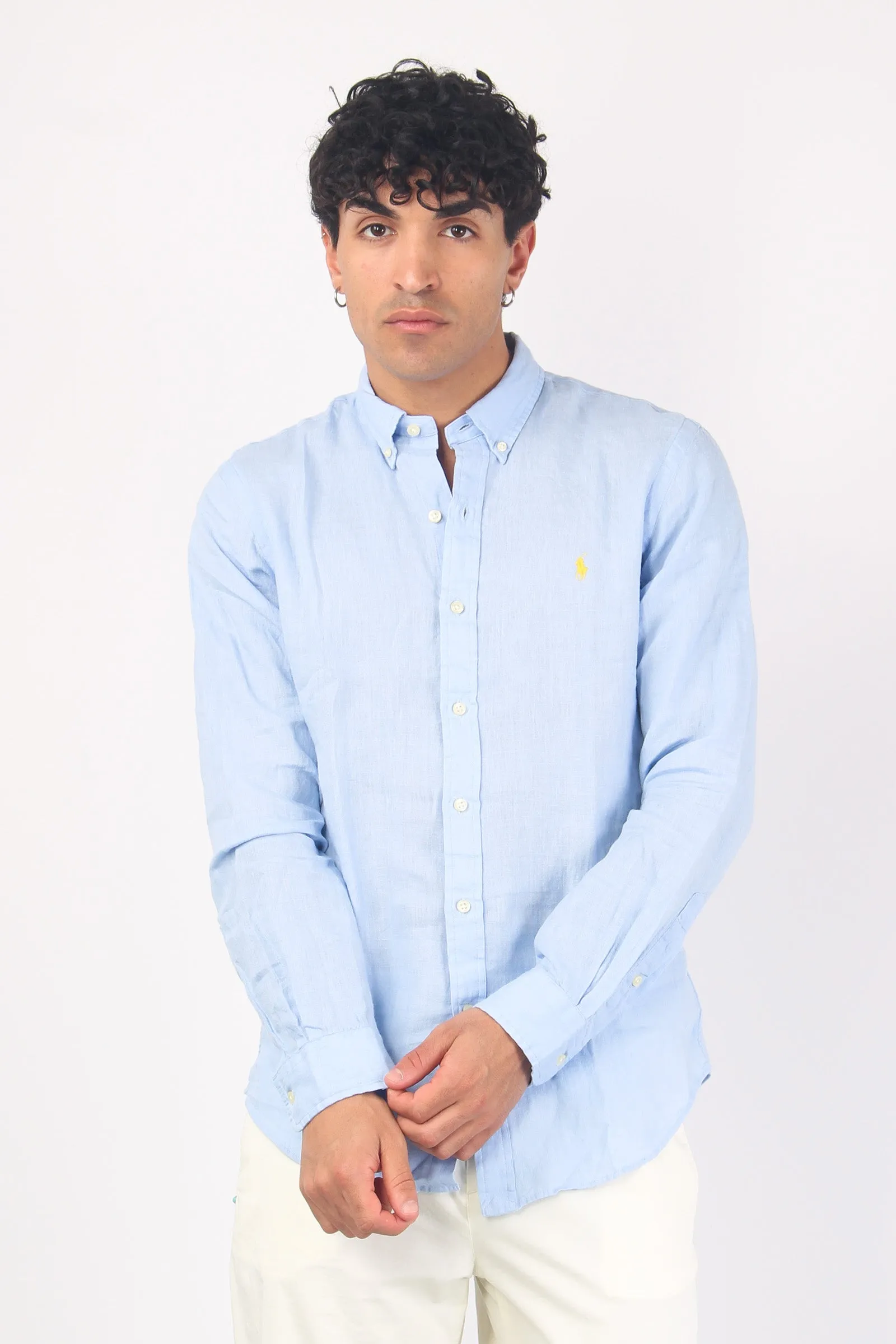 Camicia Lino Slim Fit Blue