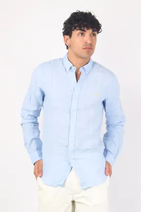 Camicia Lino Slim Fit Blue