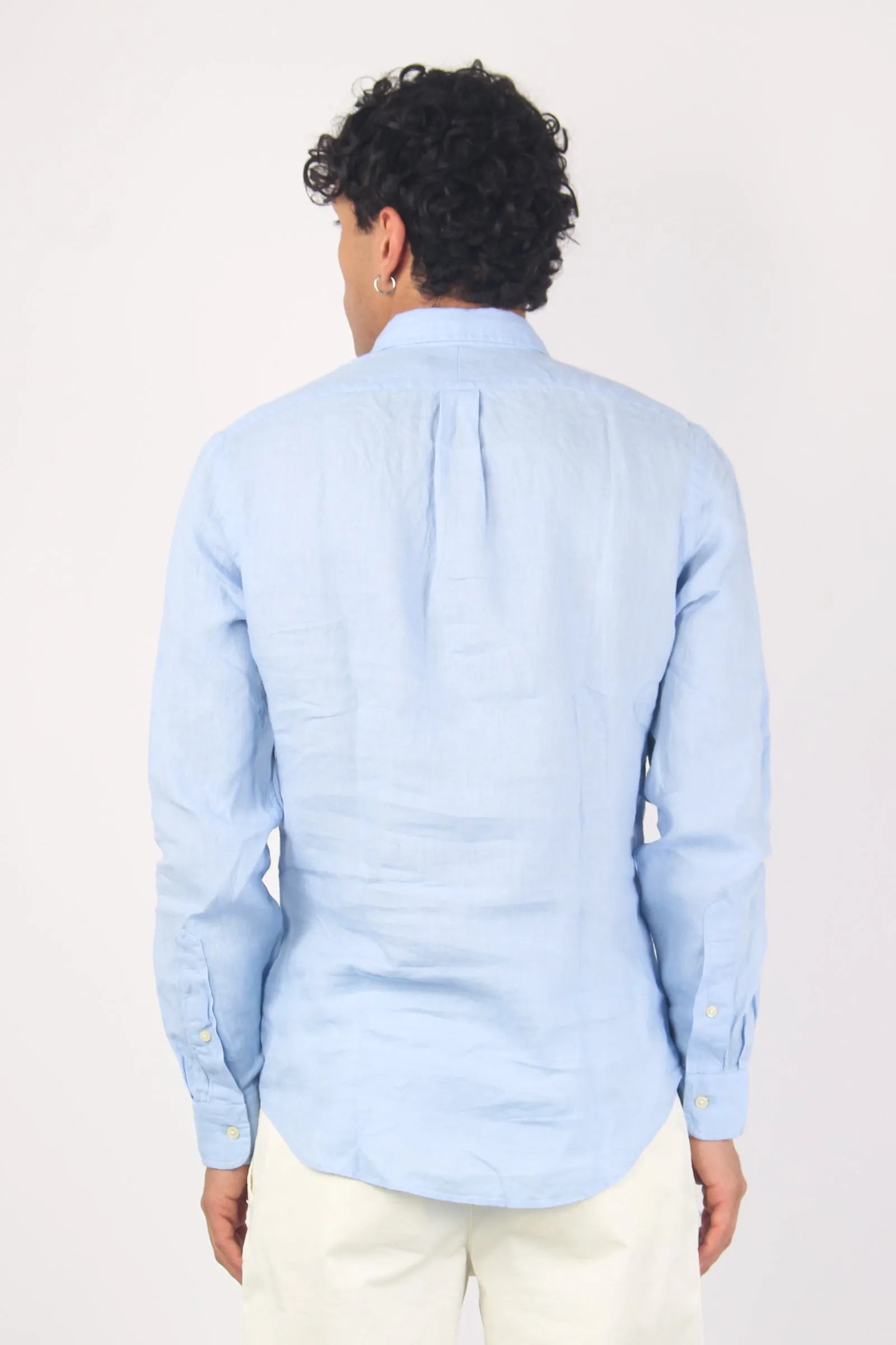 Camicia Lino Slim Fit Blue