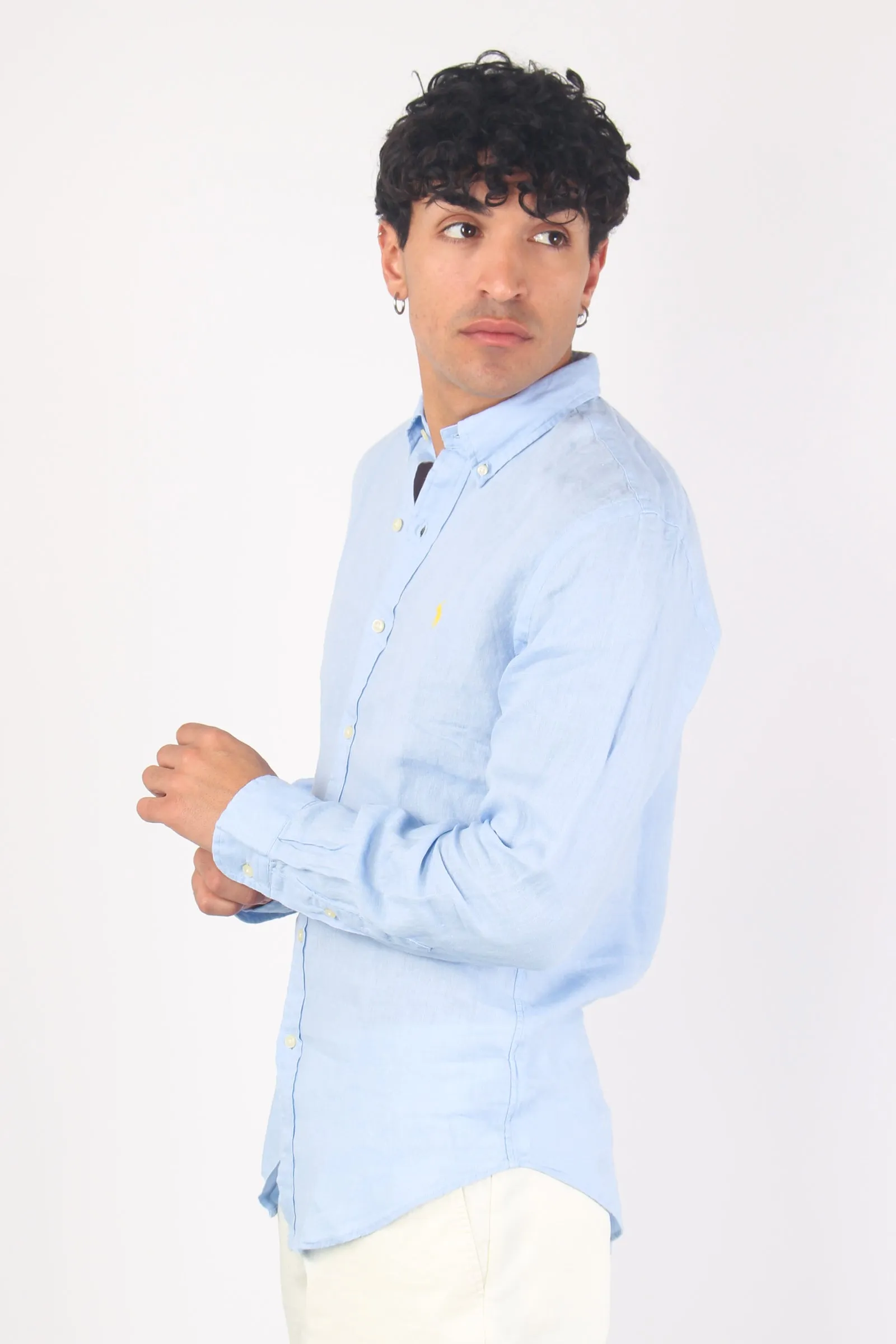 Camicia Lino Slim Fit Blue