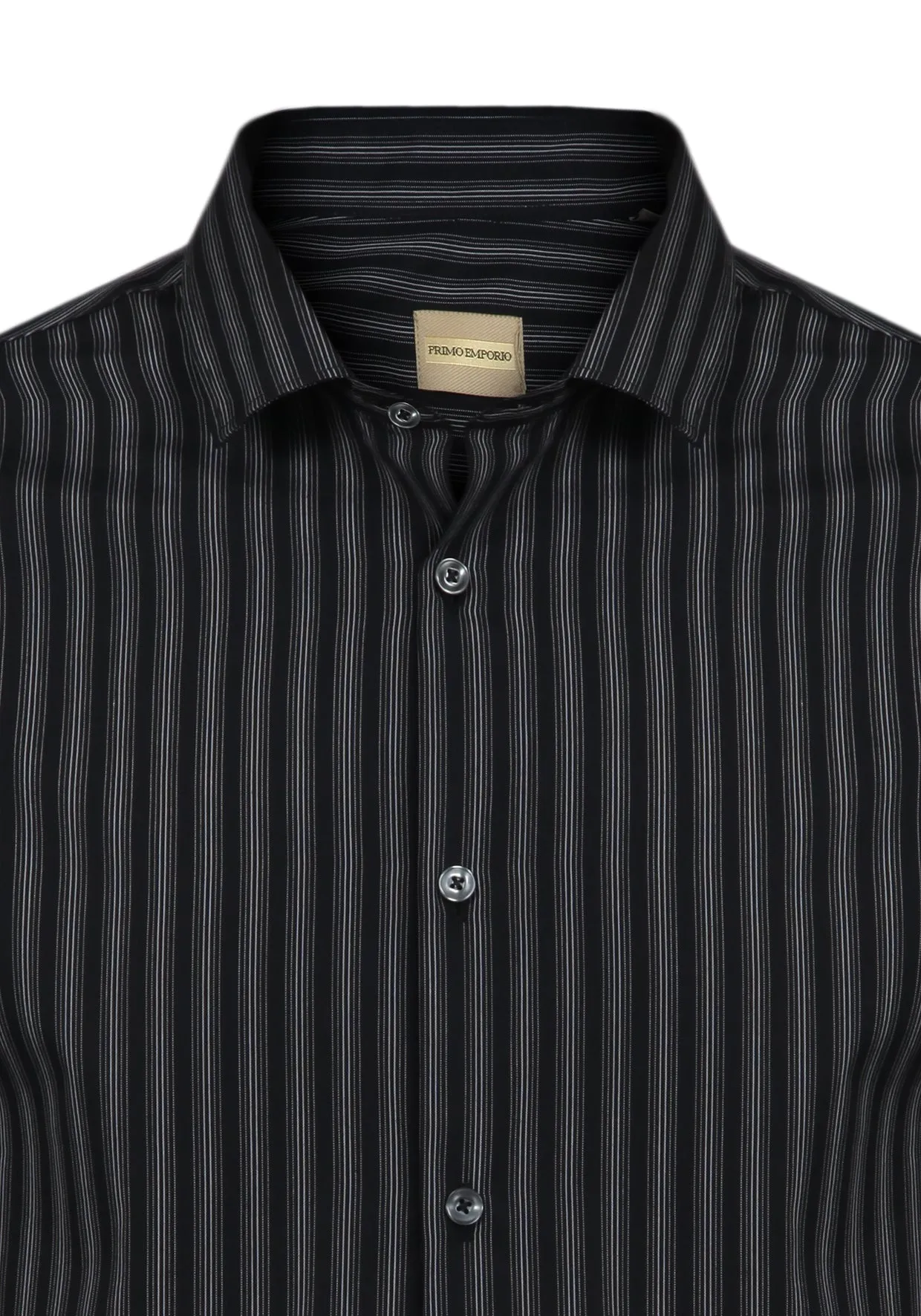 Camicia Slim Fit Gessata -Nero-