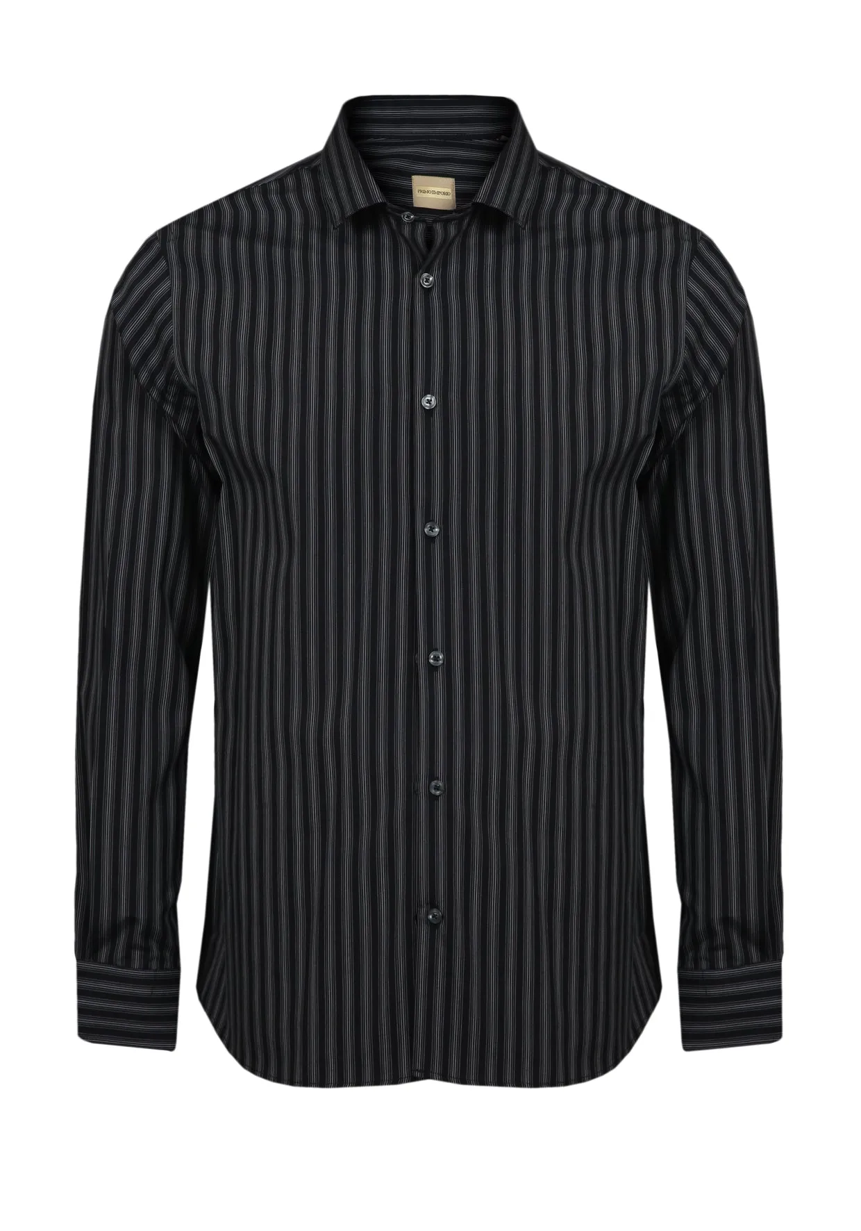 Camicia Slim Fit Gessata -Nero-