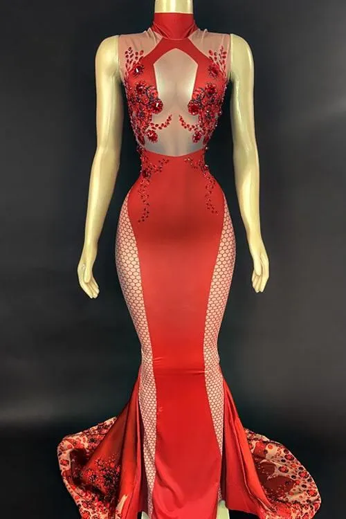 Camilla Red 3D Print Dress (Ready To Ship)