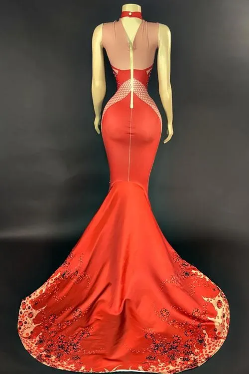 Camilla Red 3D Print Dress (Ready To Ship)