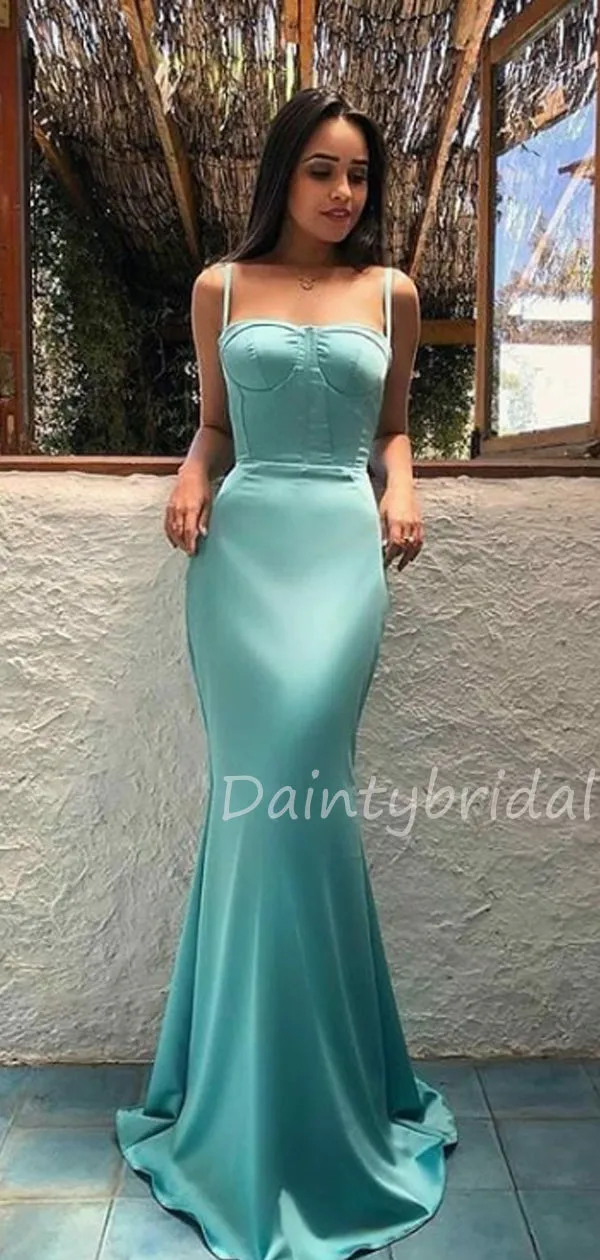 Charming Spaghetti Strap Mermaid Satin Fashion Prom Dresses Evening Dresses.DB10493