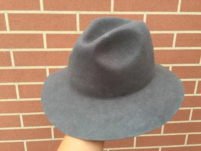 Classic Men's Wool Felt Gangster Mobster Fedora Hat with Wide Brim