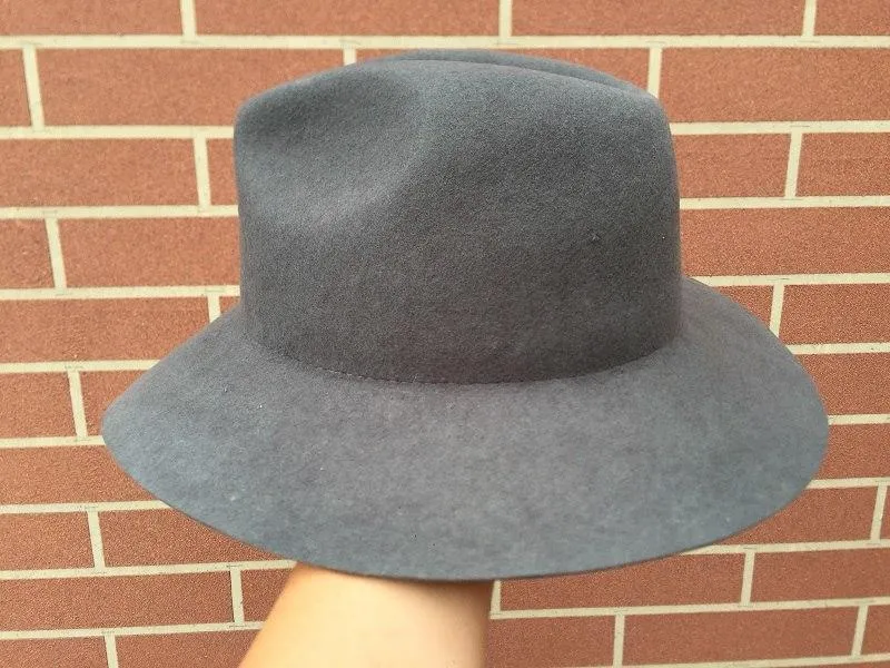 Classic Men's Wool Felt Gangster Mobster Fedora Hat with Wide Brim