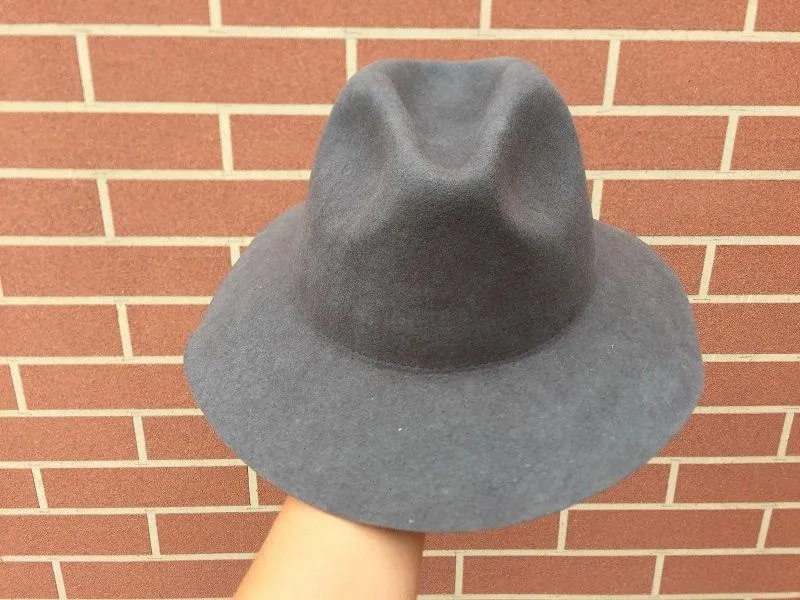 Classic Men's Wool Felt Gangster Mobster Fedora Hat with Wide Brim