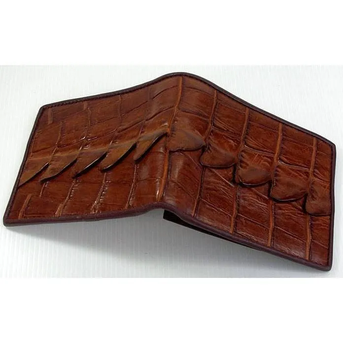 Cognac Crocodile Tail Skin Mens Wallet