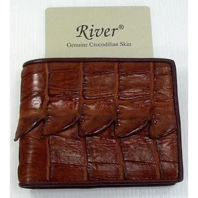 Cognac Crocodile Tail Skin Mens Wallet