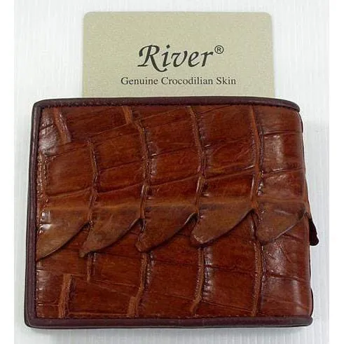 Cognac Crocodile Tail Skin Mens Wallet