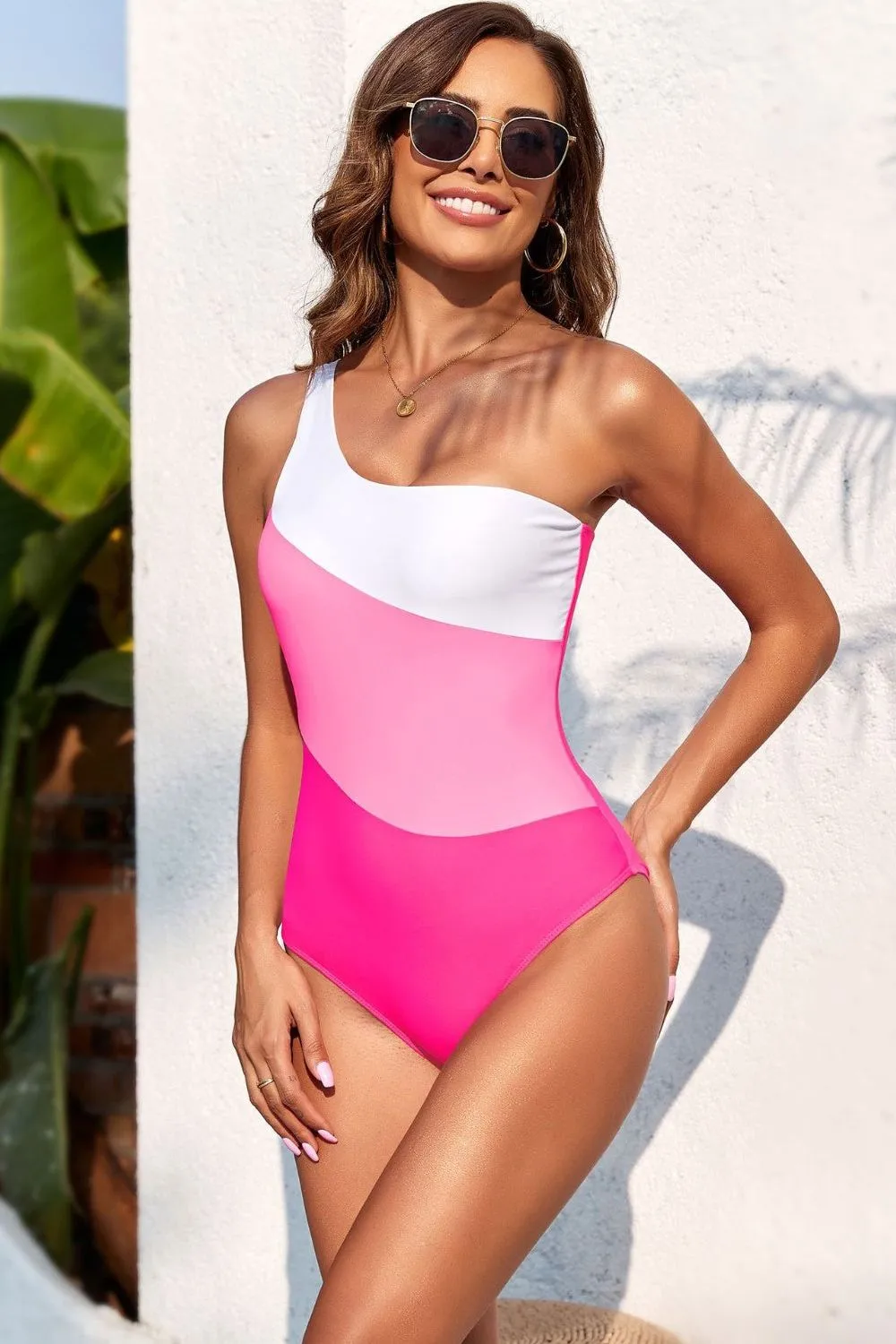 COLOR BLOCK ONE PIECE SWIMSUIT