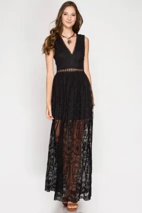 Crochet Lace Maxi Dress