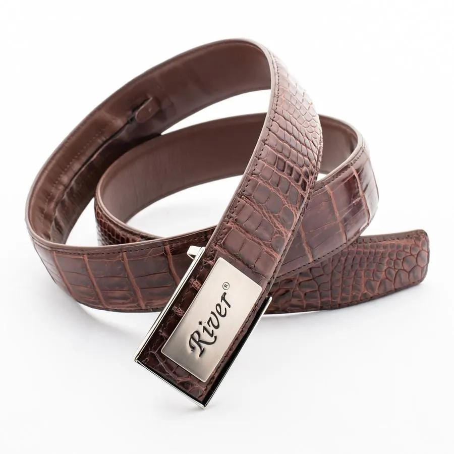 Dark Brown Alligator Crocodile Stomach Belt