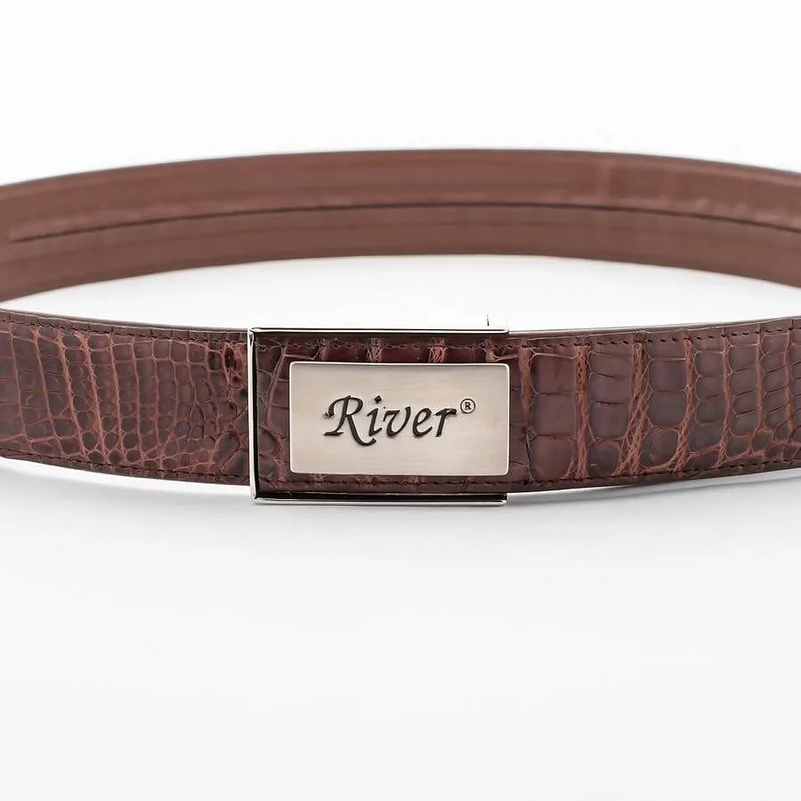 Dark Brown Alligator Crocodile Stomach Belt