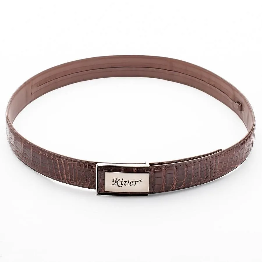 Dark Brown Alligator Crocodile Stomach Belt