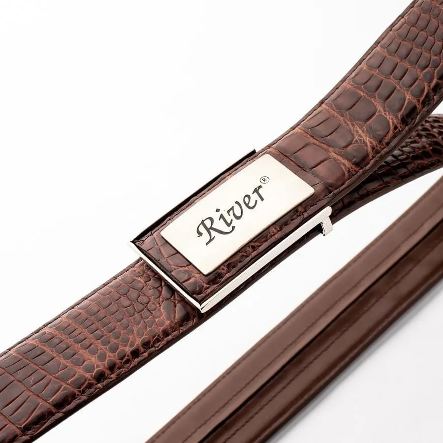 Dark Brown Alligator Crocodile Stomach Belt