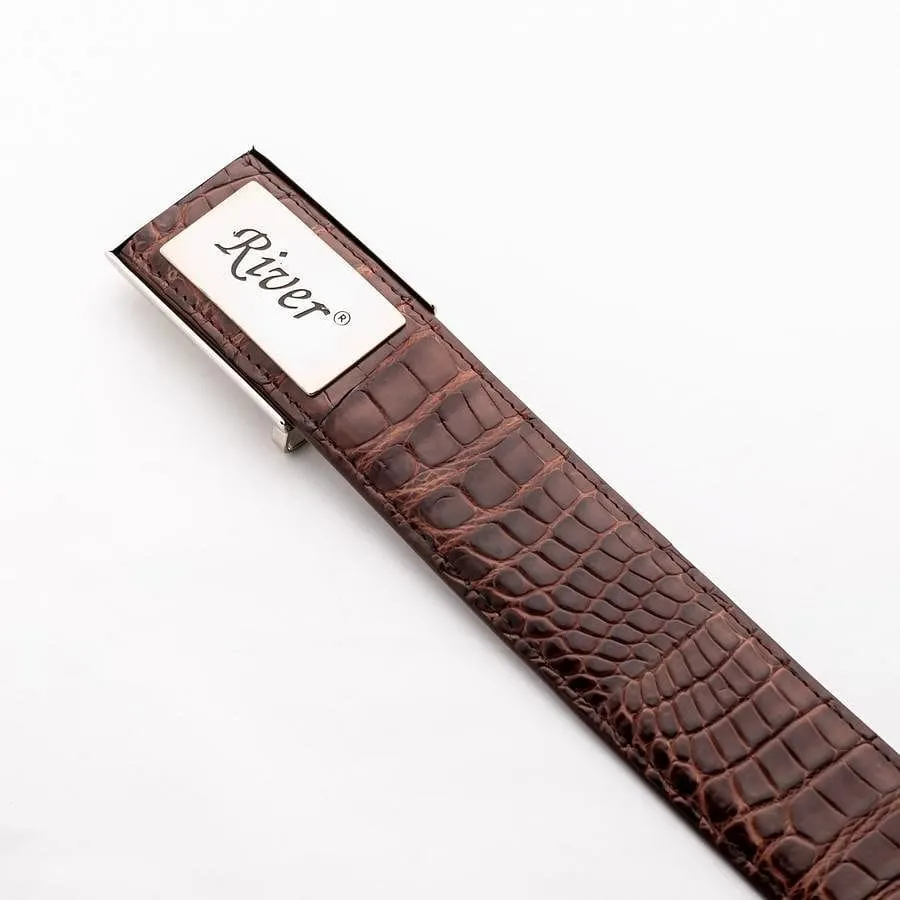 Dark Brown Alligator Crocodile Stomach Belt