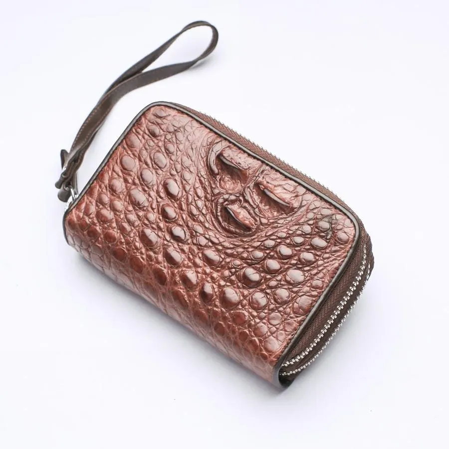 Dark Brown Crocodile Backbone Skin Wallets