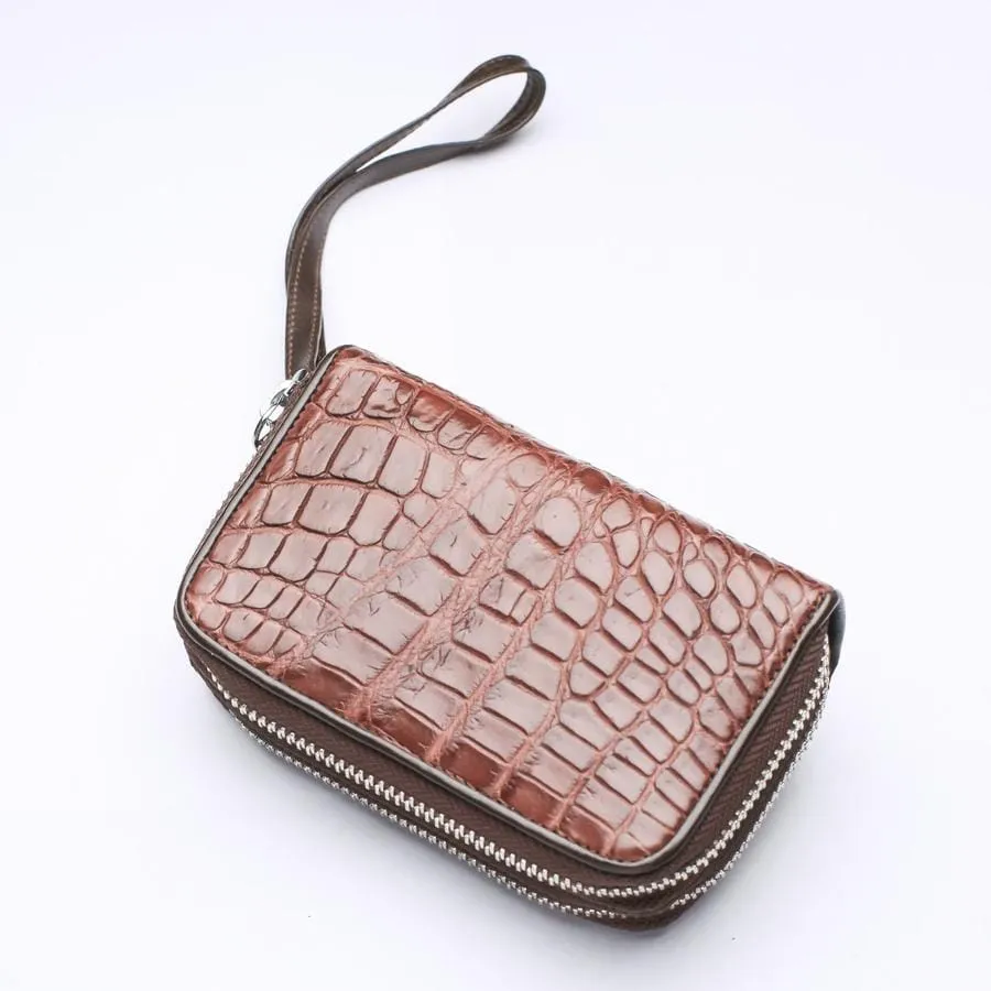 Dark Brown Crocodile Backbone Skin Wallets