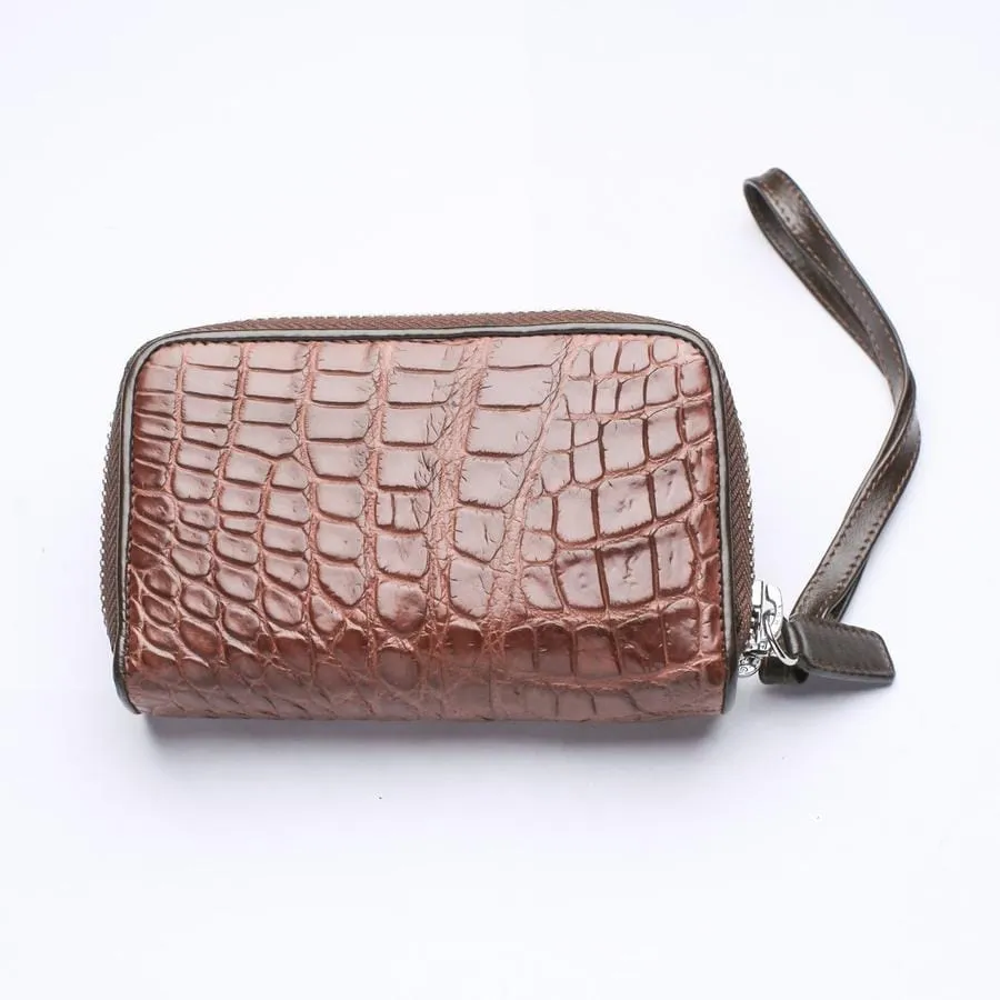 Dark Brown Crocodile Backbone Skin Wallets