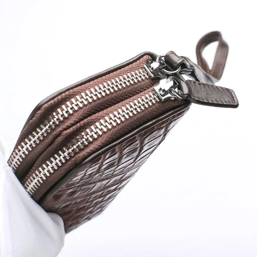 Dark Brown Crocodile Backbone Skin Wallets