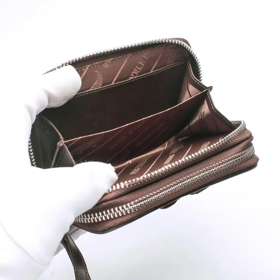 Dark Brown Crocodile Backbone Skin Wallets